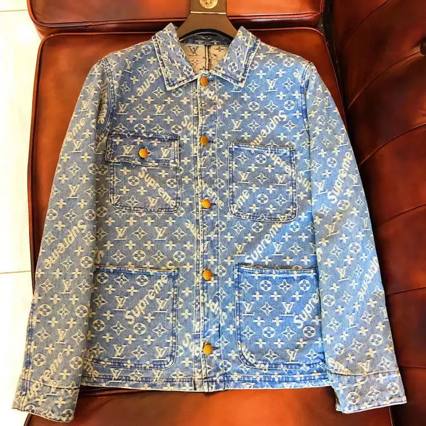 New Suit Jacket High-End Flocking Men's Suit Jacket Blue Jean