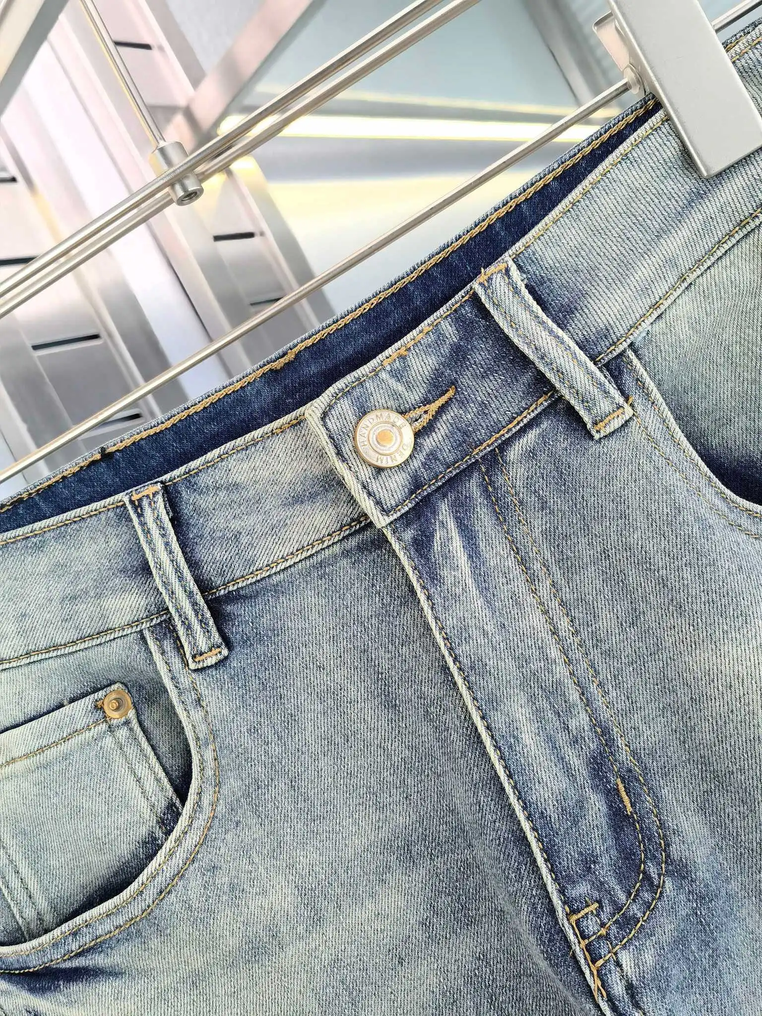 Straight denim shorts