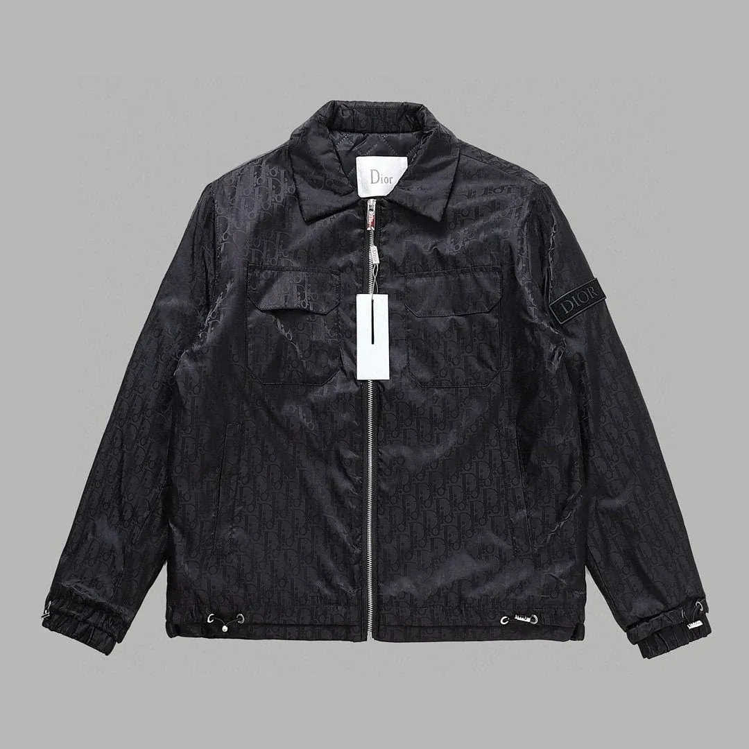 New Jacquard Loose Jacket Flip Collar Unisex Coat