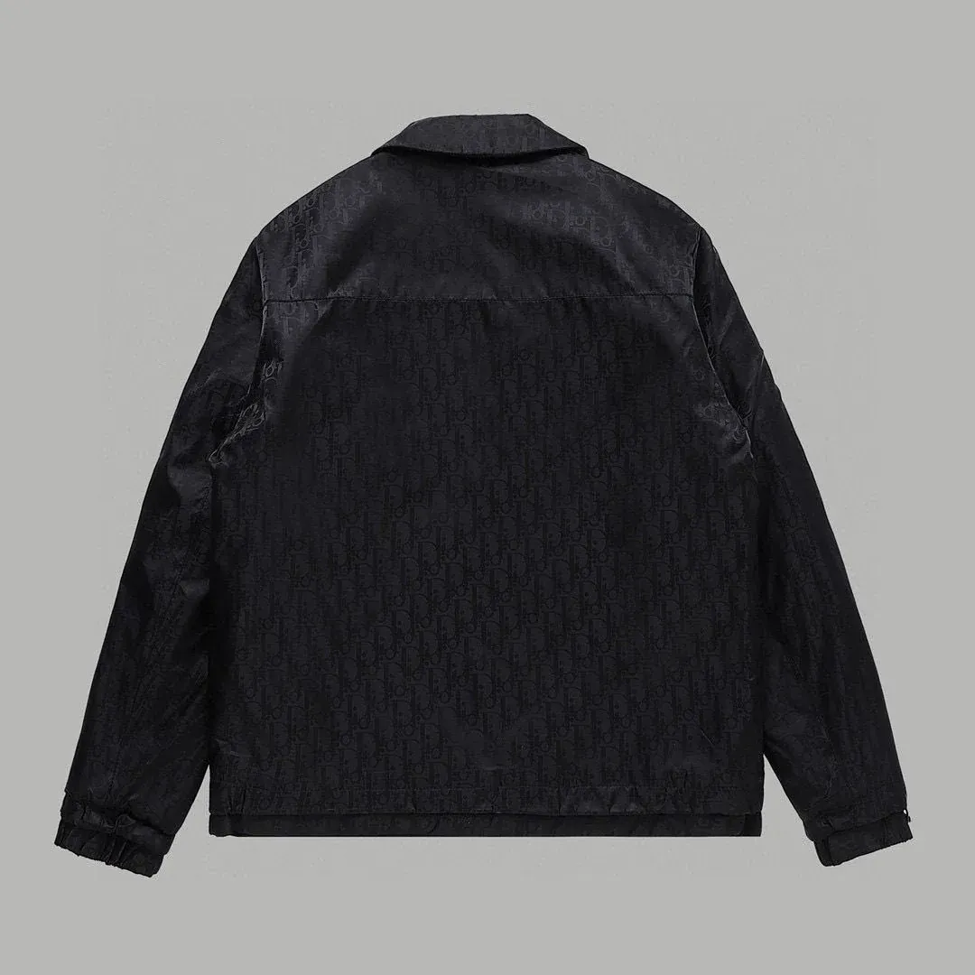 New Jacquard Loose Jacket Flip Collar Unisex Coat