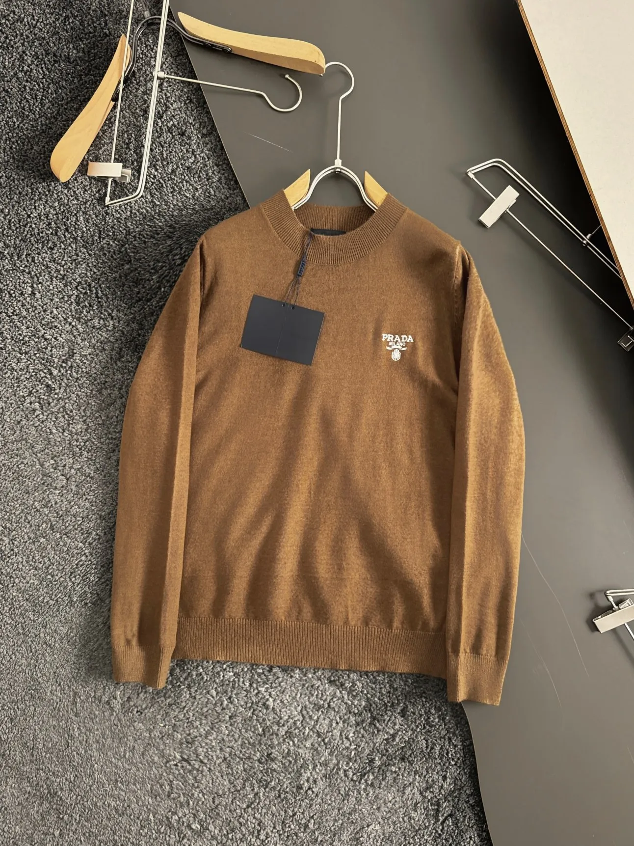 New PRD autumn and winter letter embroidery knitted round neck sweater