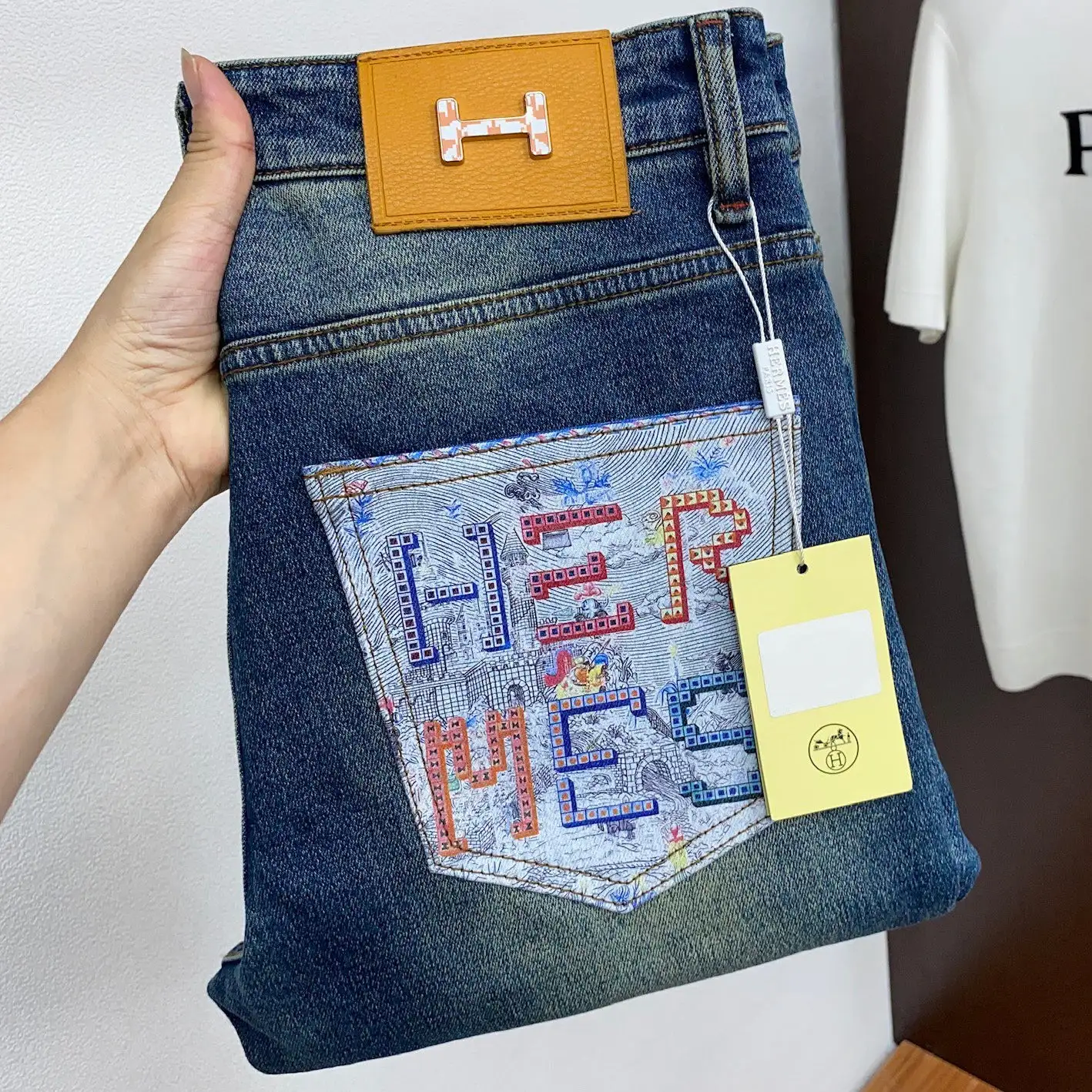 New men's elastic slim fit jeans