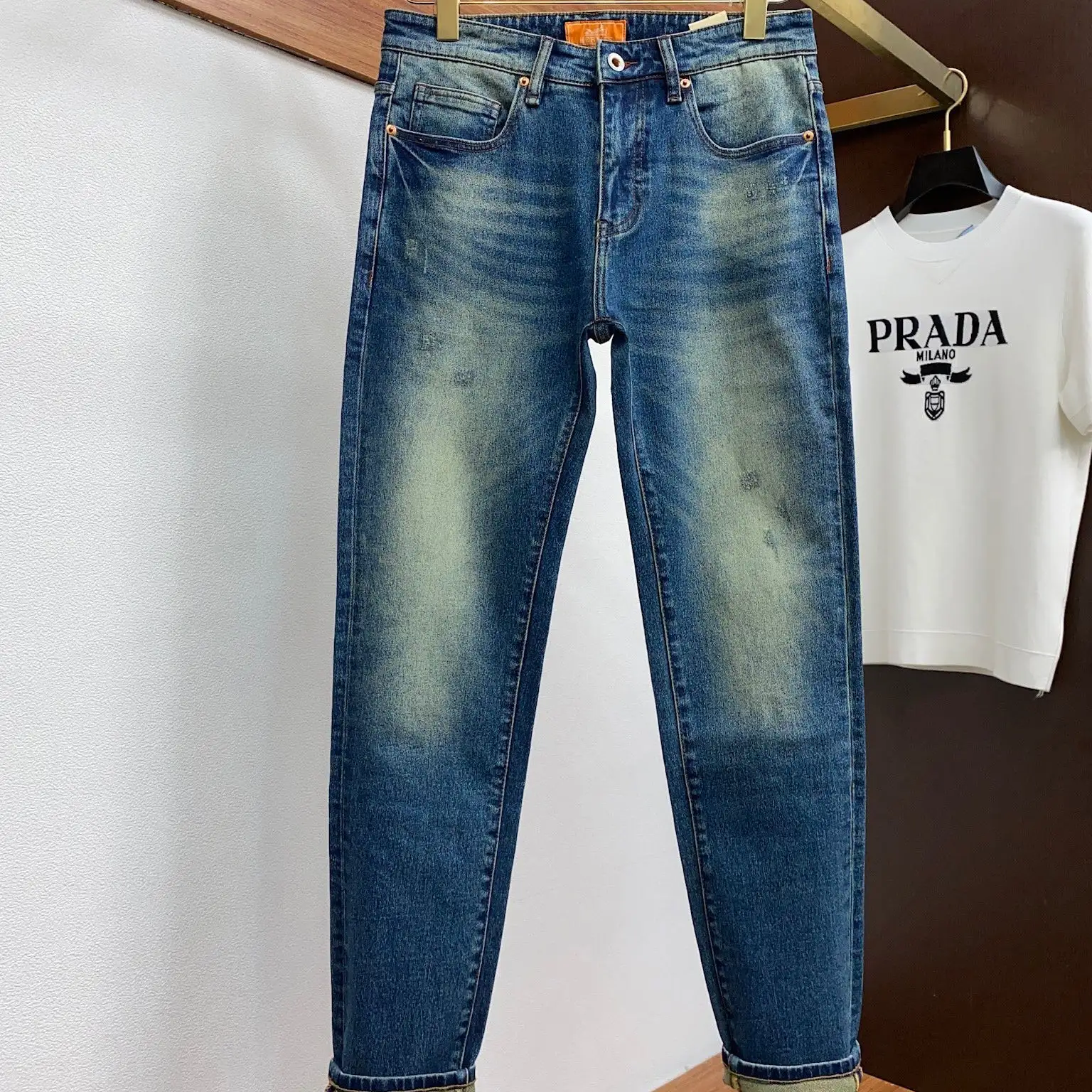 New men's elastic slim fit jeans