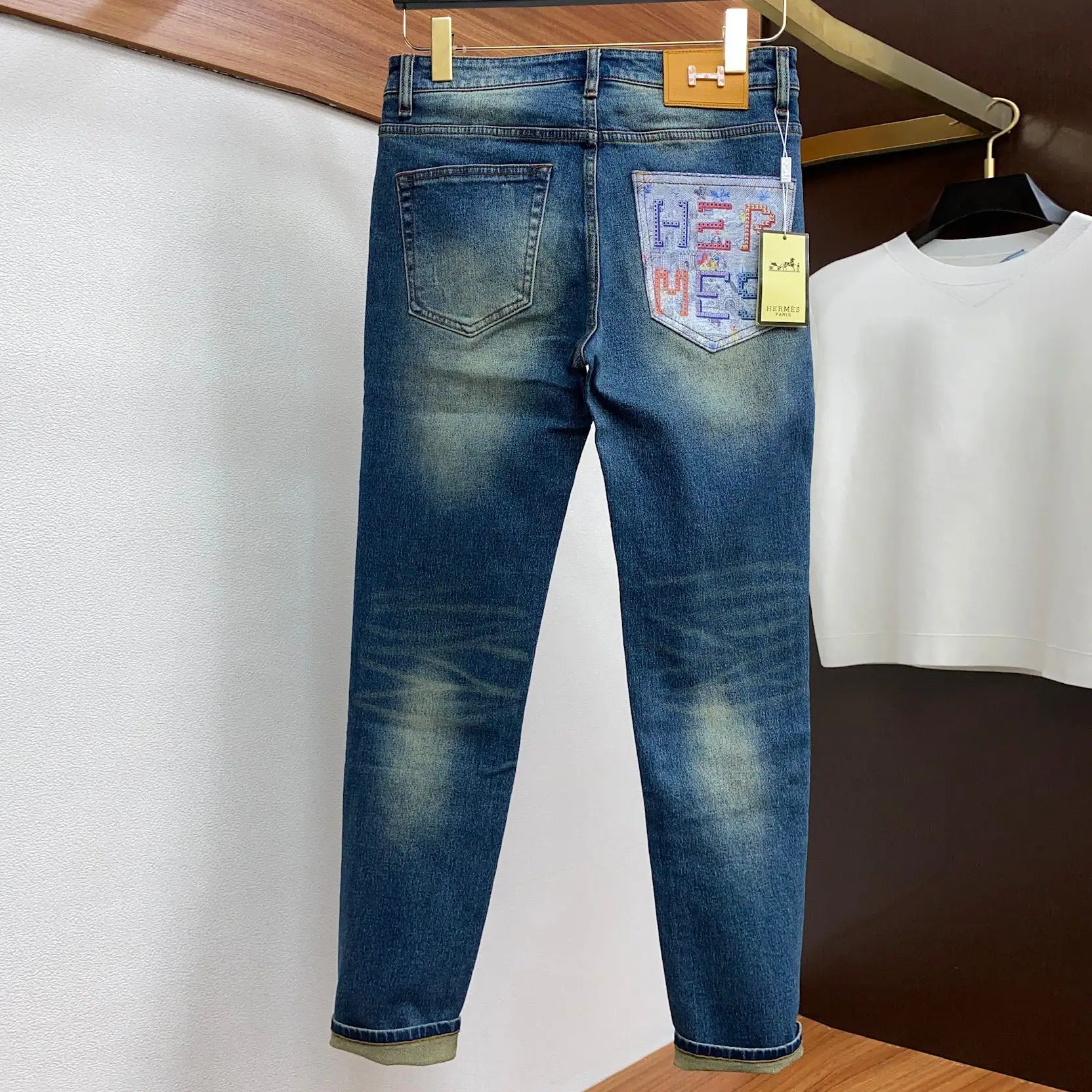 New men's elastic slim fit jeans