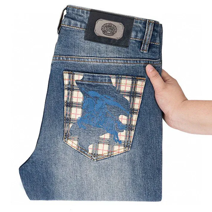 New men's elastic slim fit jeans