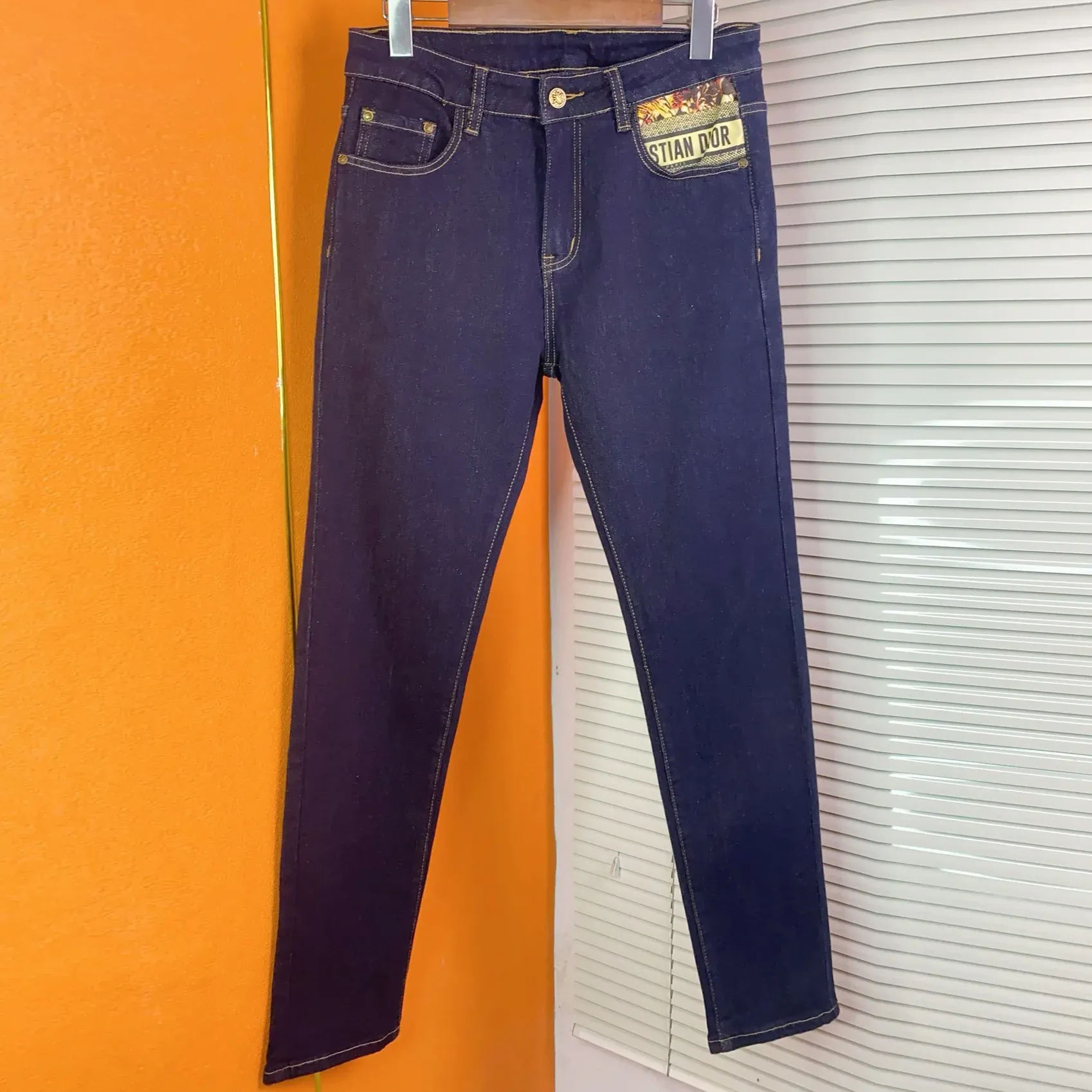 New men's elastic slim fit jeans