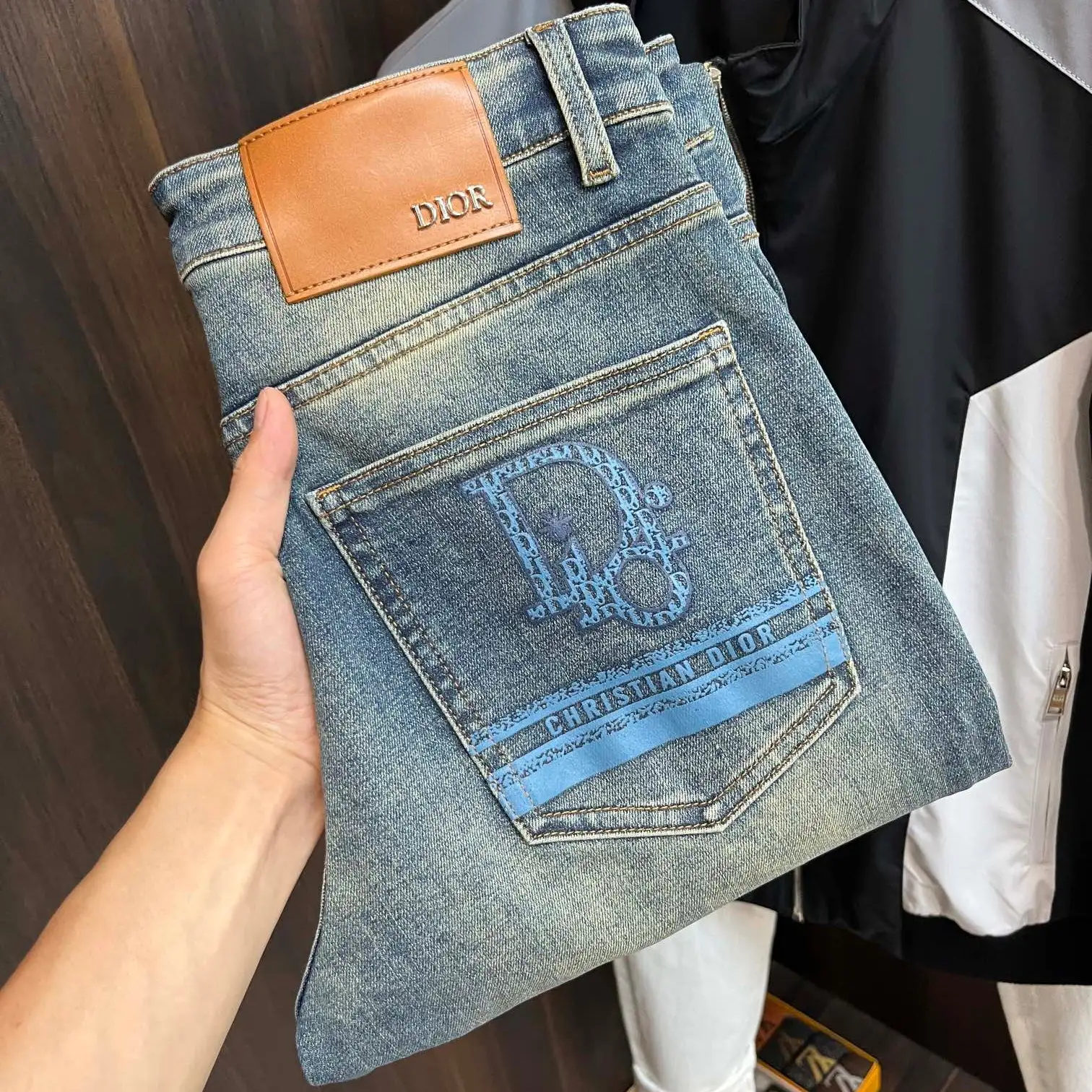 New men's autumn and winter elastic slim fit jeans