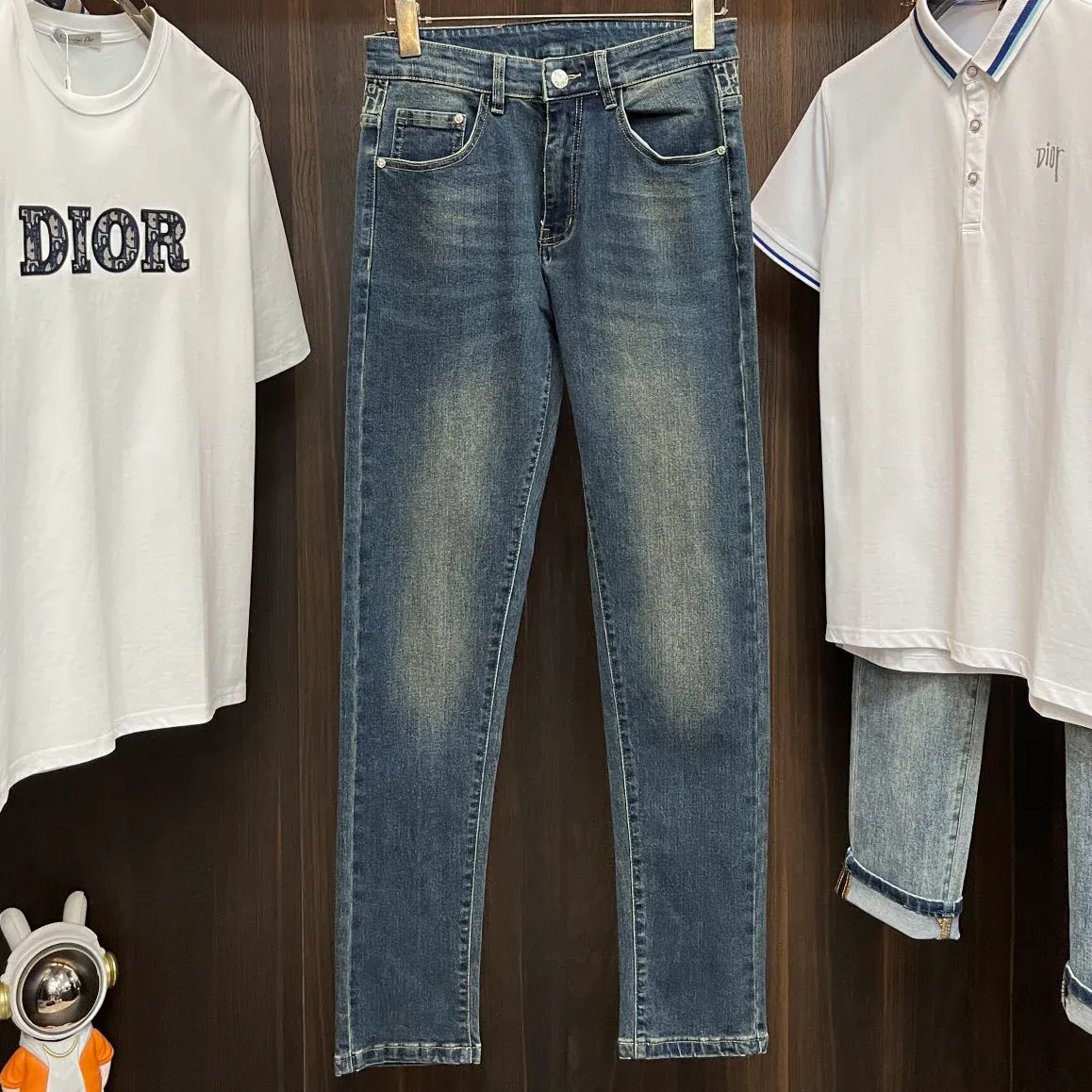 New men's autumn and winter elastic slim fit jeans