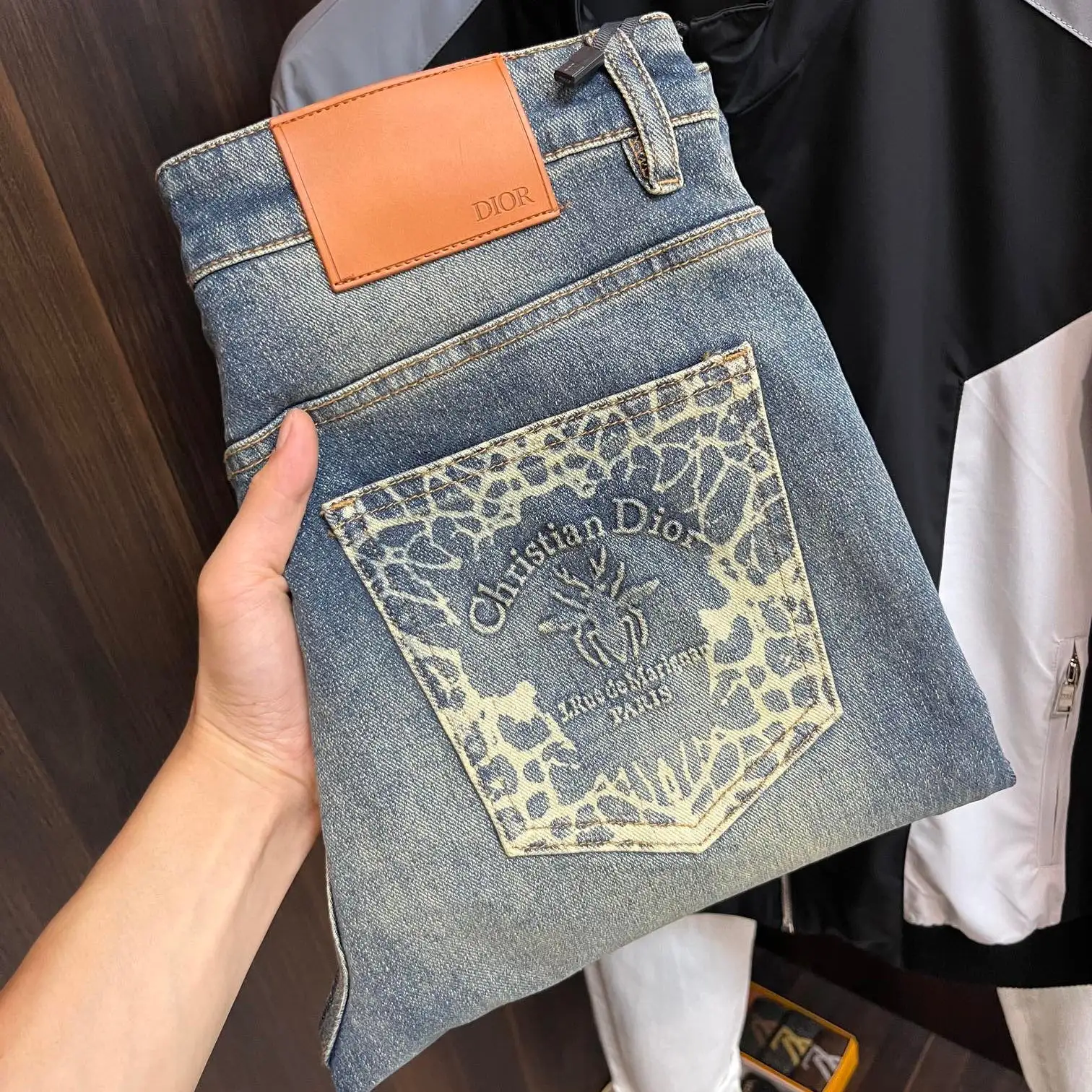 New men's autumn and winter elastic slim fit jeans