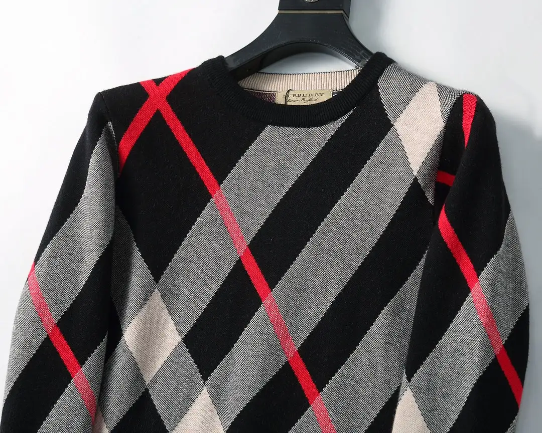 Men's Fashion plaid Knitted Sweater