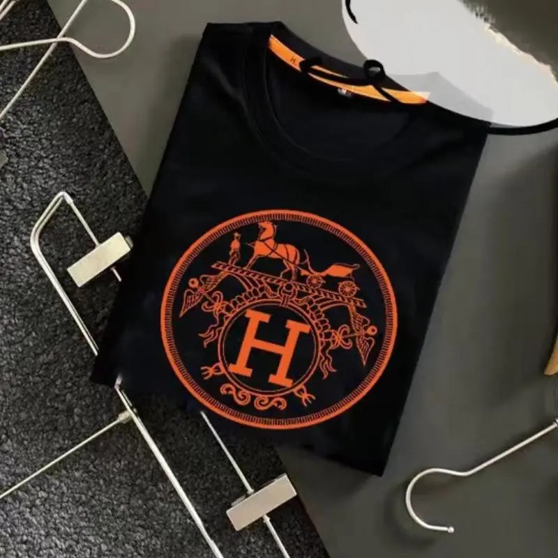 Printed  Flower Color War Horse Cotton Short-sleeved Men's And Women's Couples T-shirt