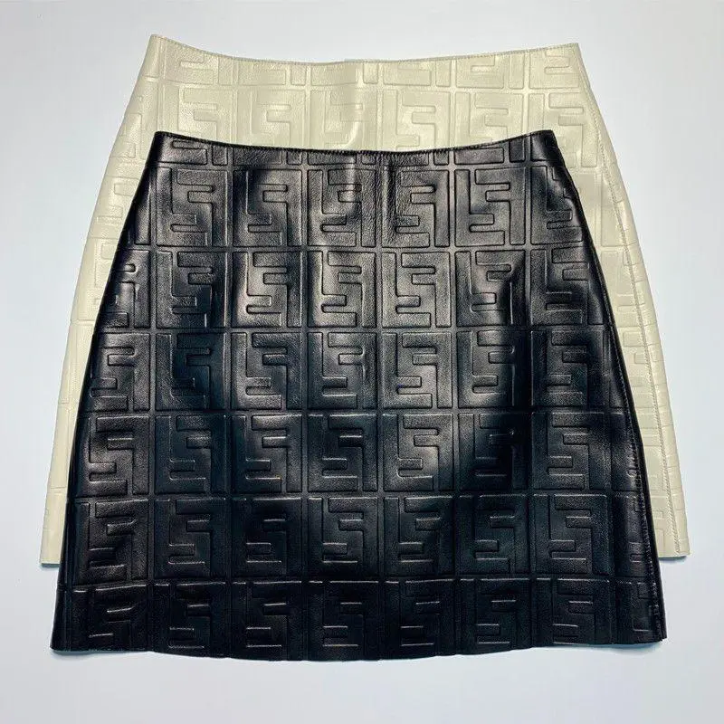 Letter PU Leather Skirt