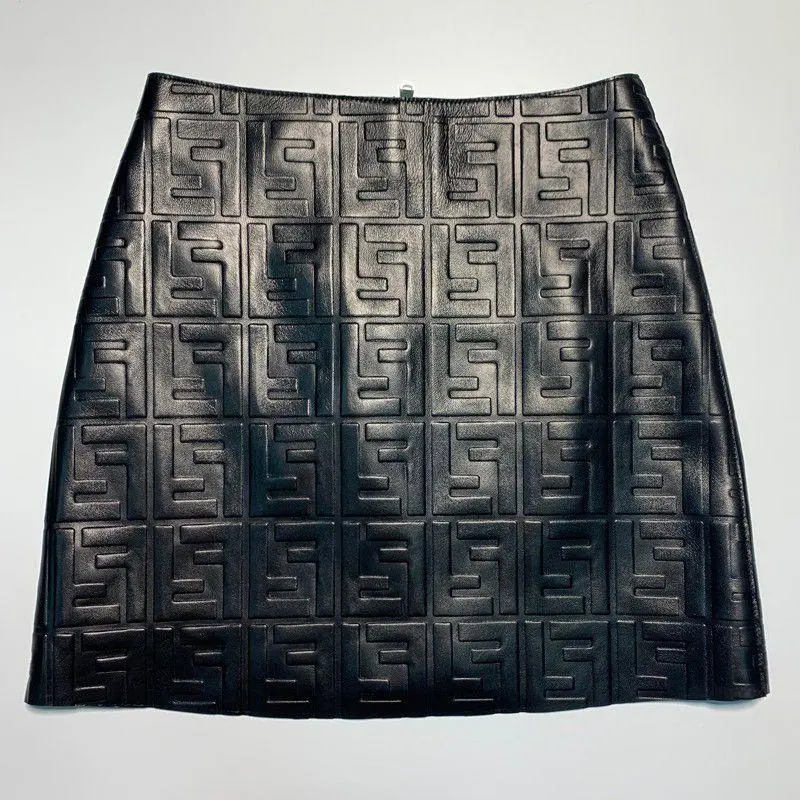 Letter PU Leather Skirt