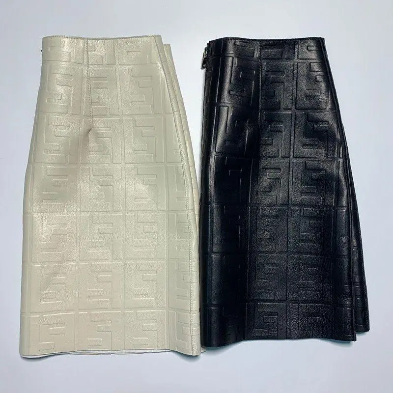 Letter PU Leather Skirt