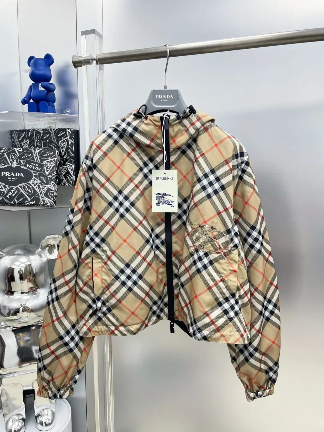 Women's 25ss short double-sided two-wear short plaid jacket