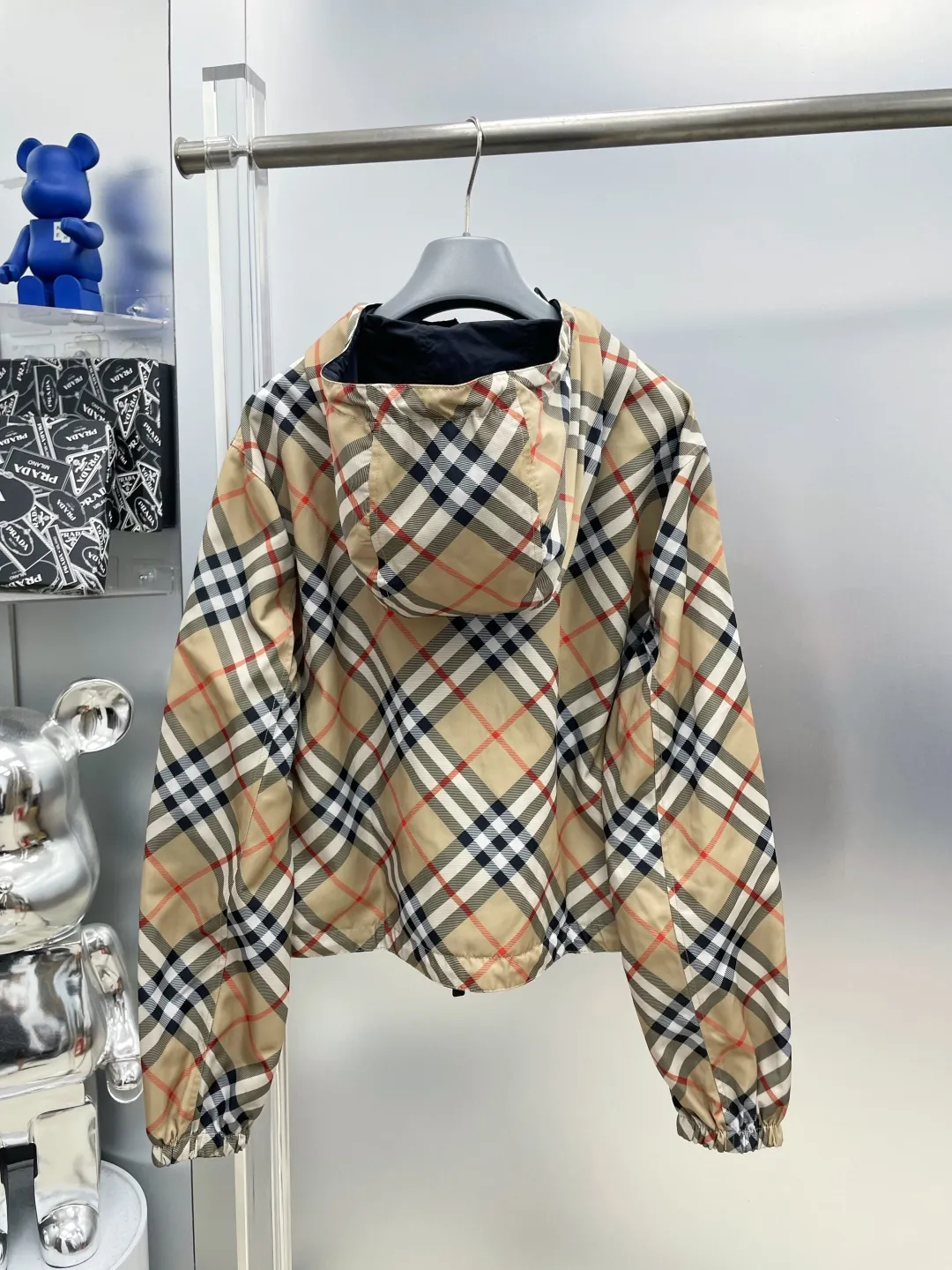 Women's 25ss short double-sided two-wear short plaid jacket
