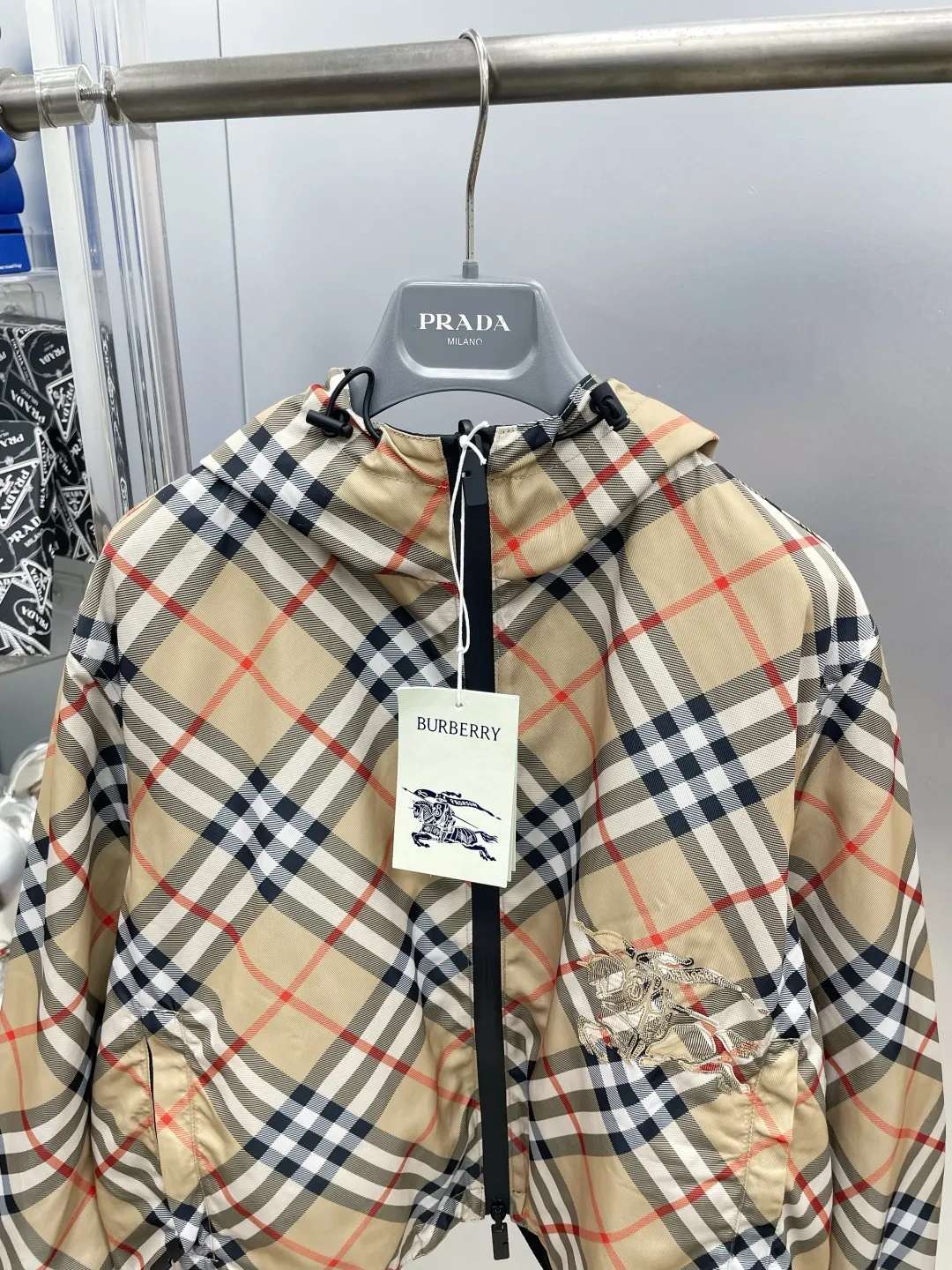 Women's 25ss short double-sided two-wear short plaid jacket