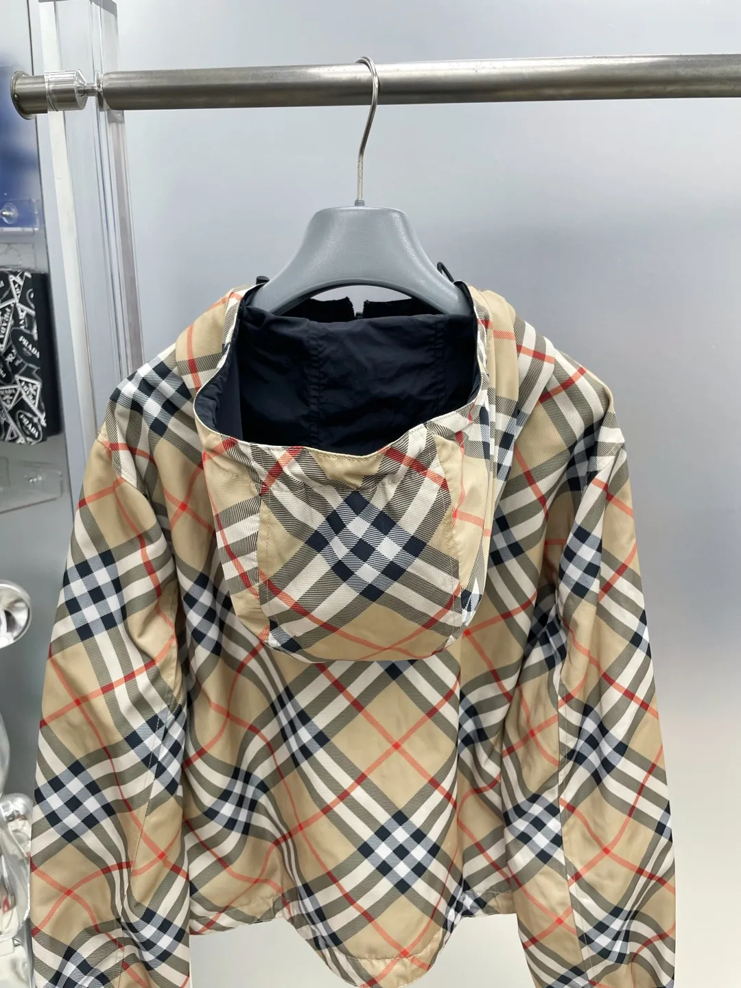 Women's 25ss short double-sided two-wear short plaid jacket