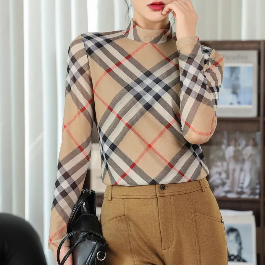 Classic Plaid Crew Neck Bottom Shirt