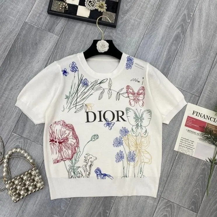 New Printed Short Sleeve Fashion Sweater Top