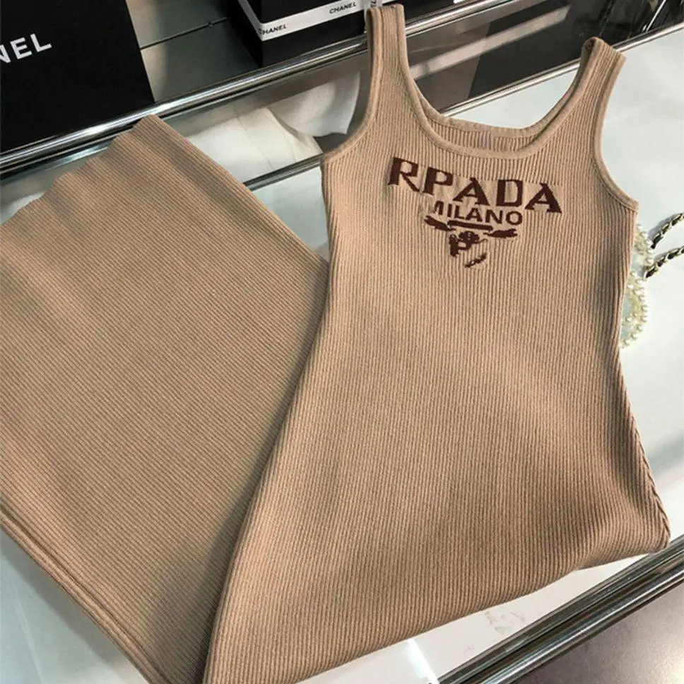 New Fashion All-match Ice Silk Knitted Sling Dress