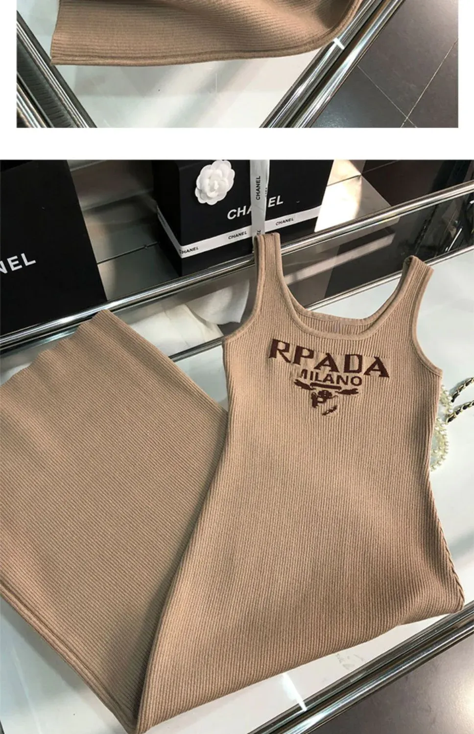 New Fashion All-match Ice Silk Knitted Sling Dress