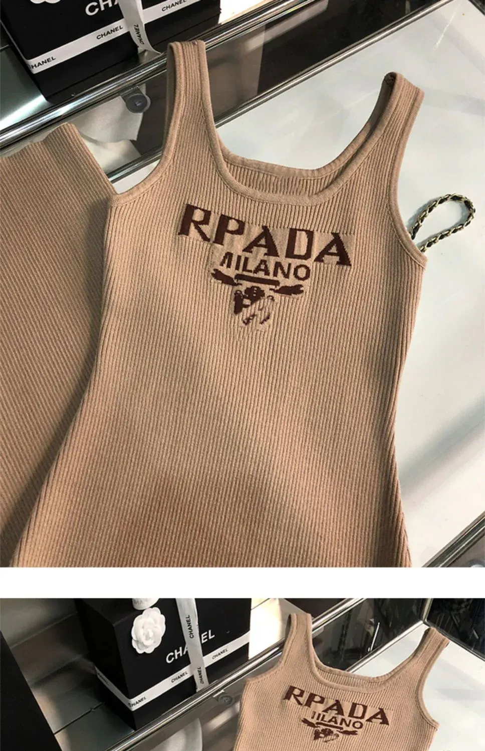 New Fashion All-match Ice Silk Knitted Sling Dress