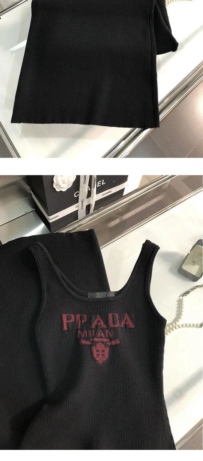 New Fashion All-match Ice Silk Knitted Sling Dress