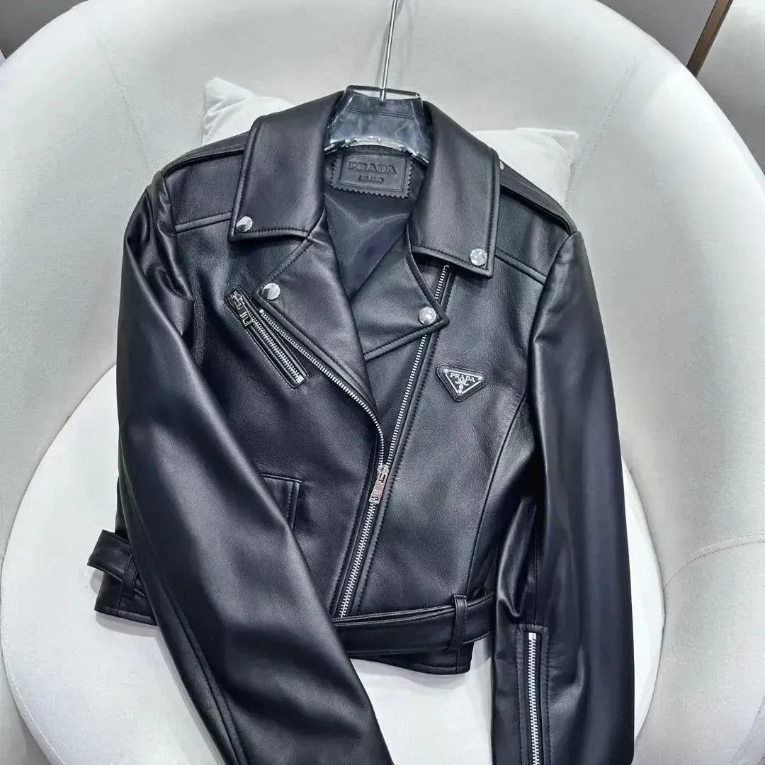 New Leather Short Motorcycle Jacket Lapel Coat