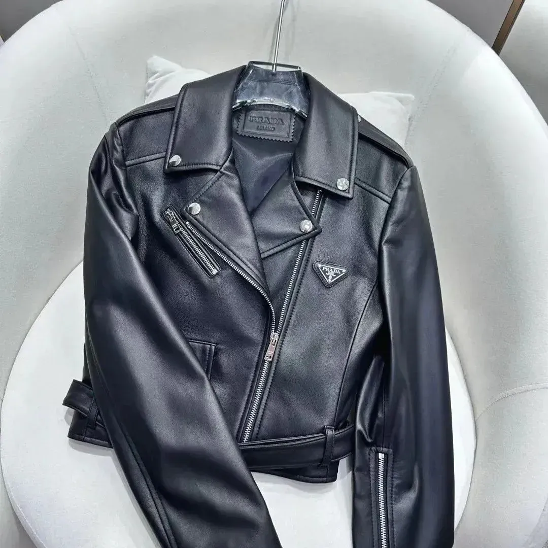 New Leather Short Motorcycle Jacket Lapel Coat