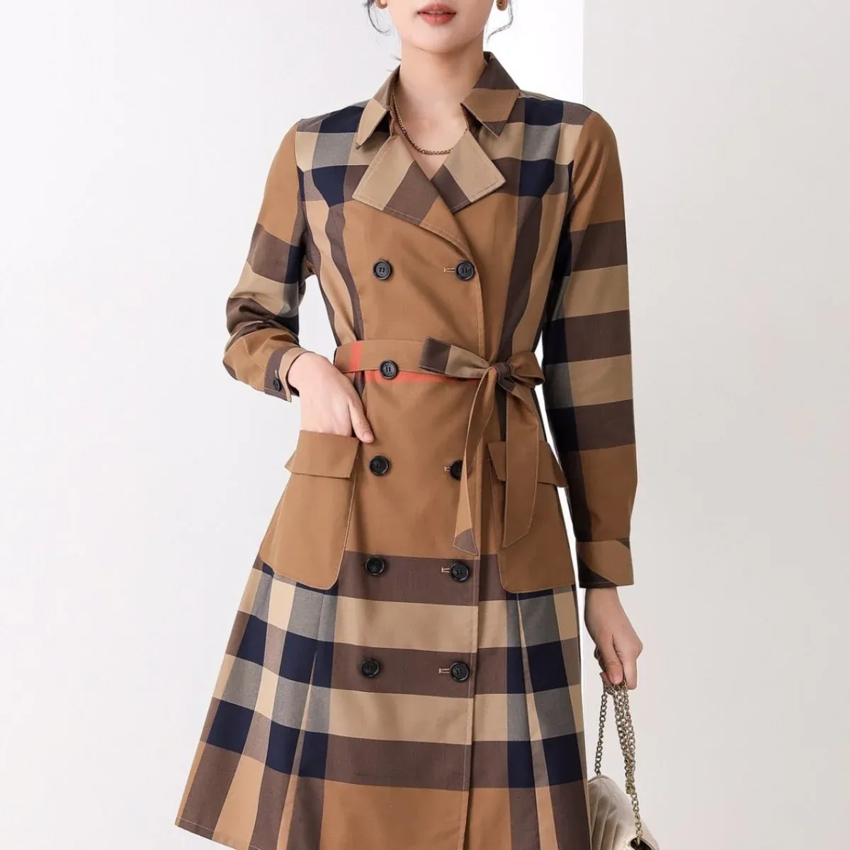 New fashionable waistband striped long sleeved dress