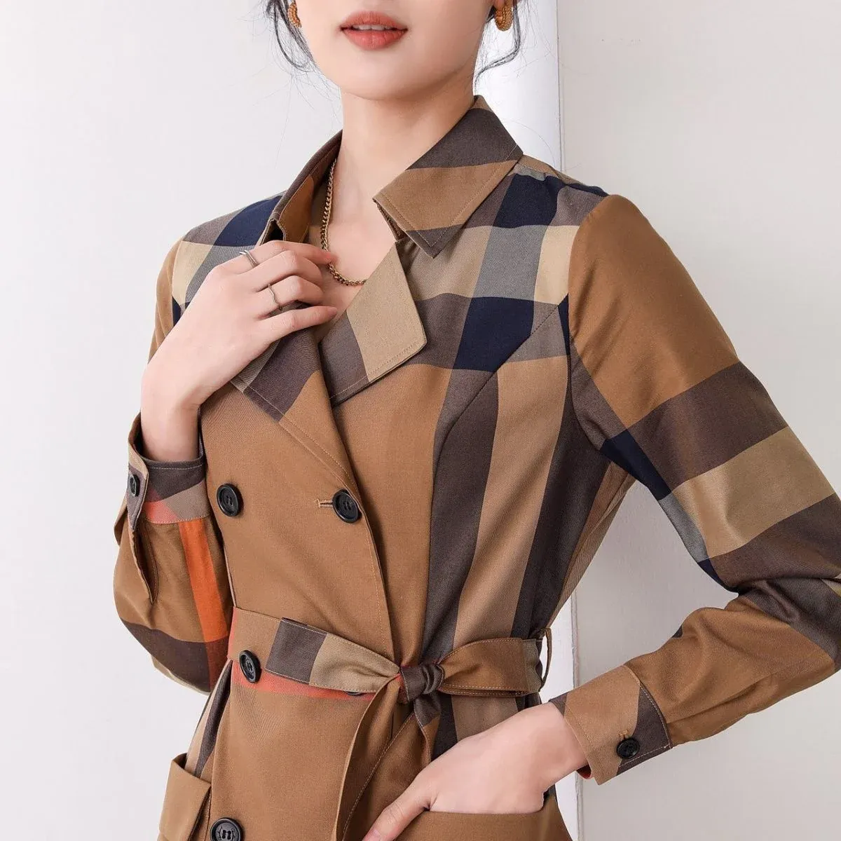 New fashionable waistband striped long sleeved dress