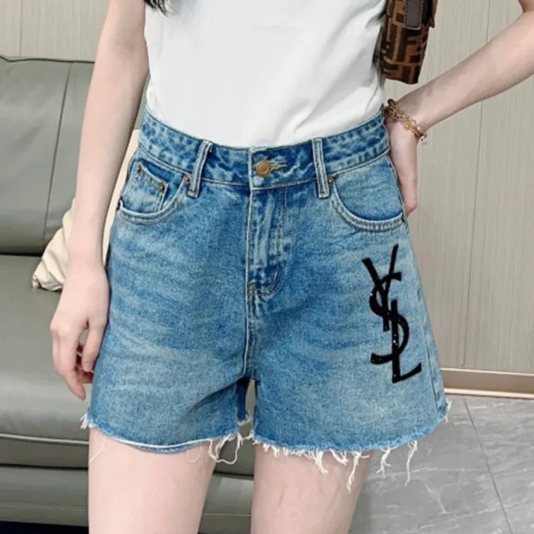 New fashion and versatile denim straight leg shorts