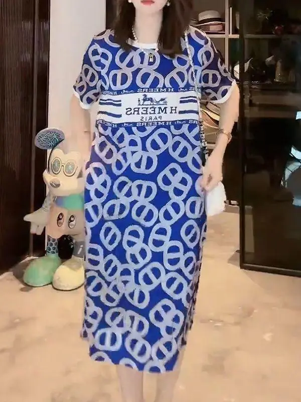 New Fashion All-match Printed Dress