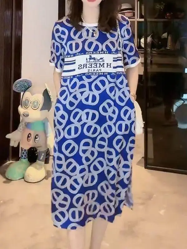 New Fashion All-match Printed Dress