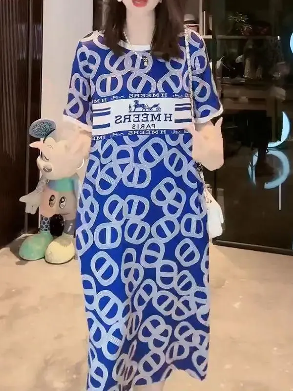 New Fashion All-match Printed Dress