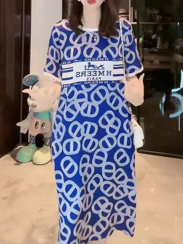 New Fashion All-match Printed Dress