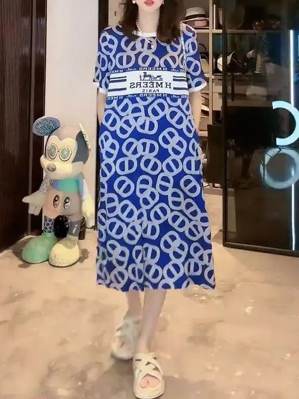 New Fashion All-match Printed Dress