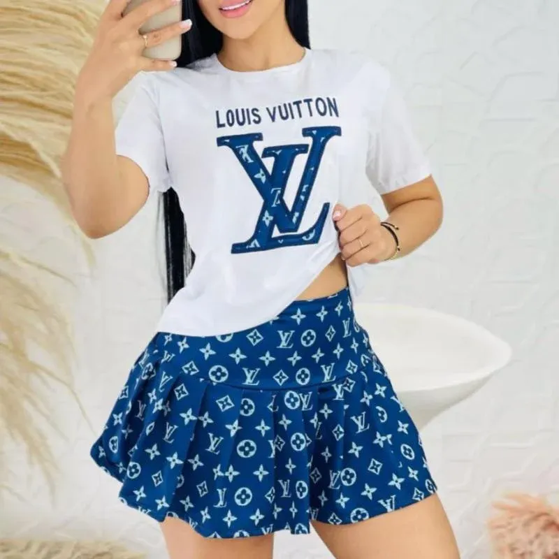 Summer New Temperament Short Sleeve Skirt Two-piece