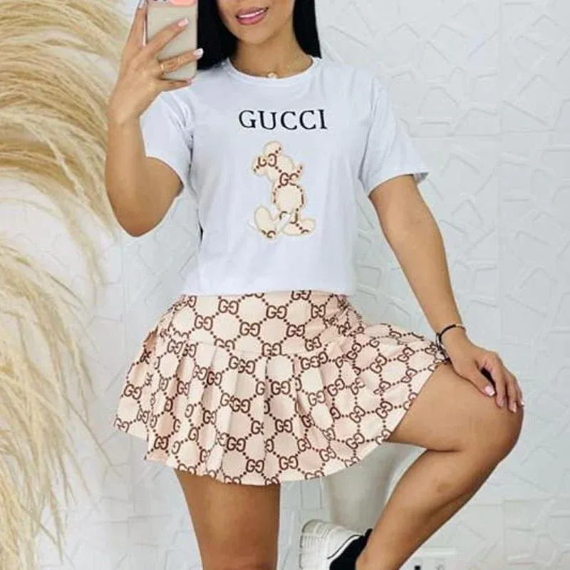 Summer New Temperament Short Sleeve Skirt Two-piece