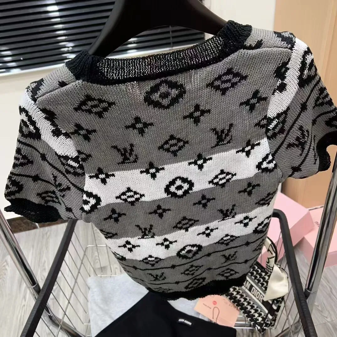 High Quality Spring Summer All Match Round Neck Knitwear Casual Short Sleeve