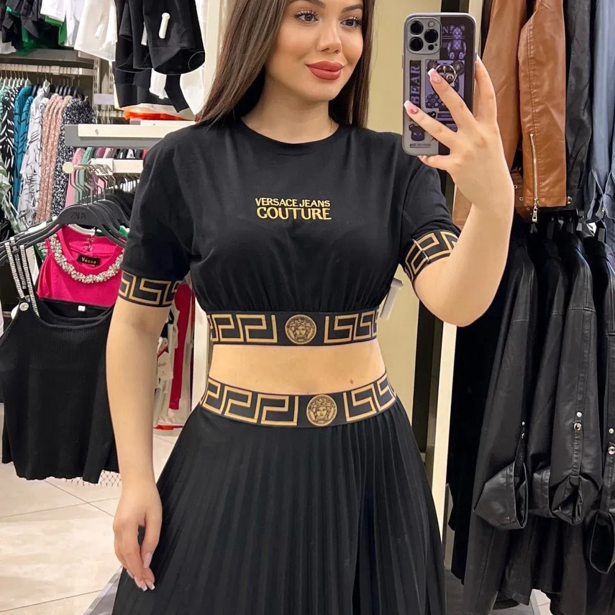 Fashion Casual Embroidery Short Sleeve Suit