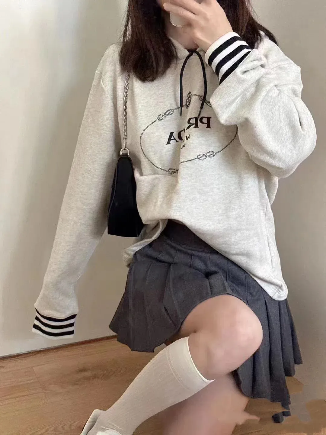 Casual Versatile Long Sleeved Set Hooded