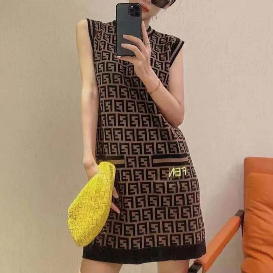 Fashion Sleeveless Ice Silk Vest Dress Hip Dress