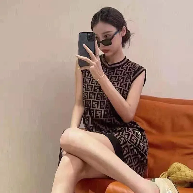 Fashion Sleeveless Ice Silk Vest Dress Hip Dress