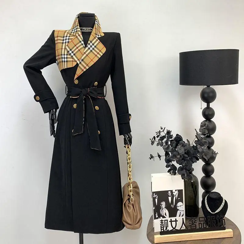 New Fashion Long Patchwork Coat Windbreaker