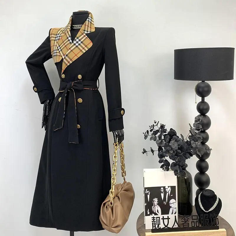 New Fashion Long Patchwork Coat Windbreaker