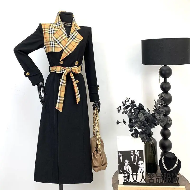 New Fashion Long Patchwork Coat Windbreaker