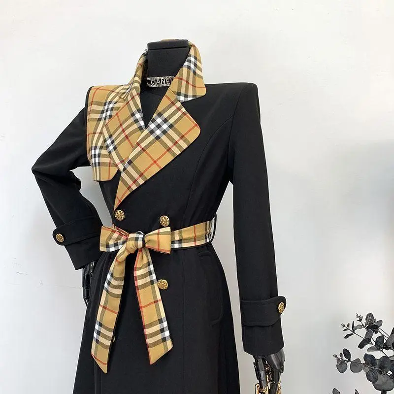 New Fashion Long Patchwork Coat Windbreaker