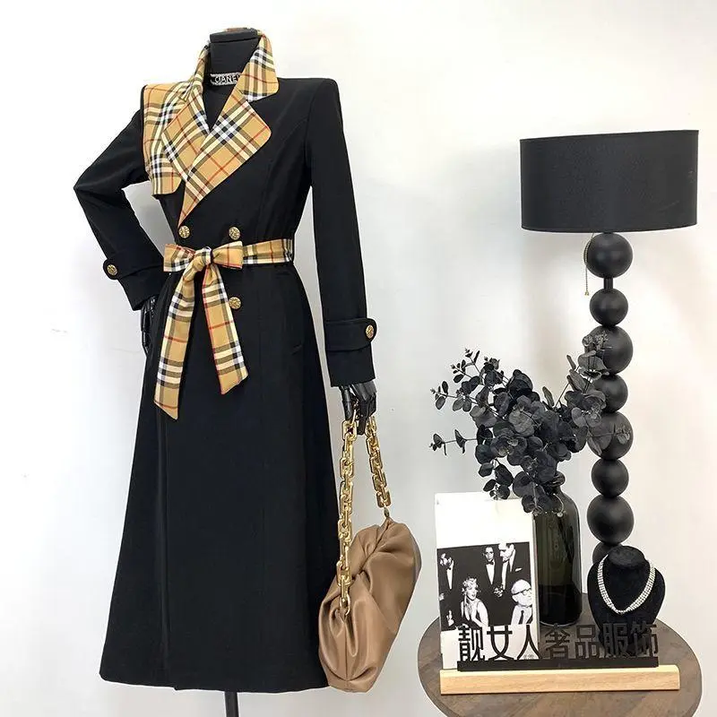 New Fashion Long Patchwork Coat Windbreaker